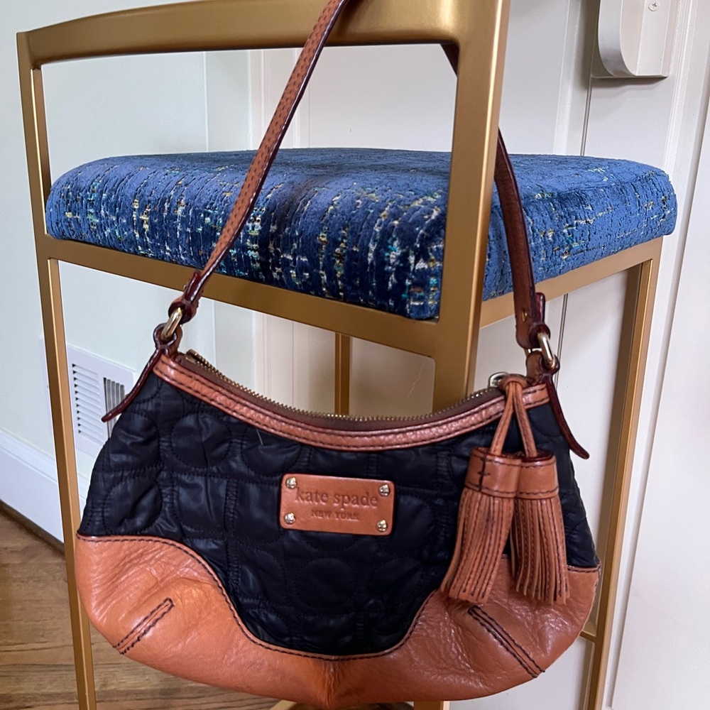 Kate Spade brown leather and black quilted handbag